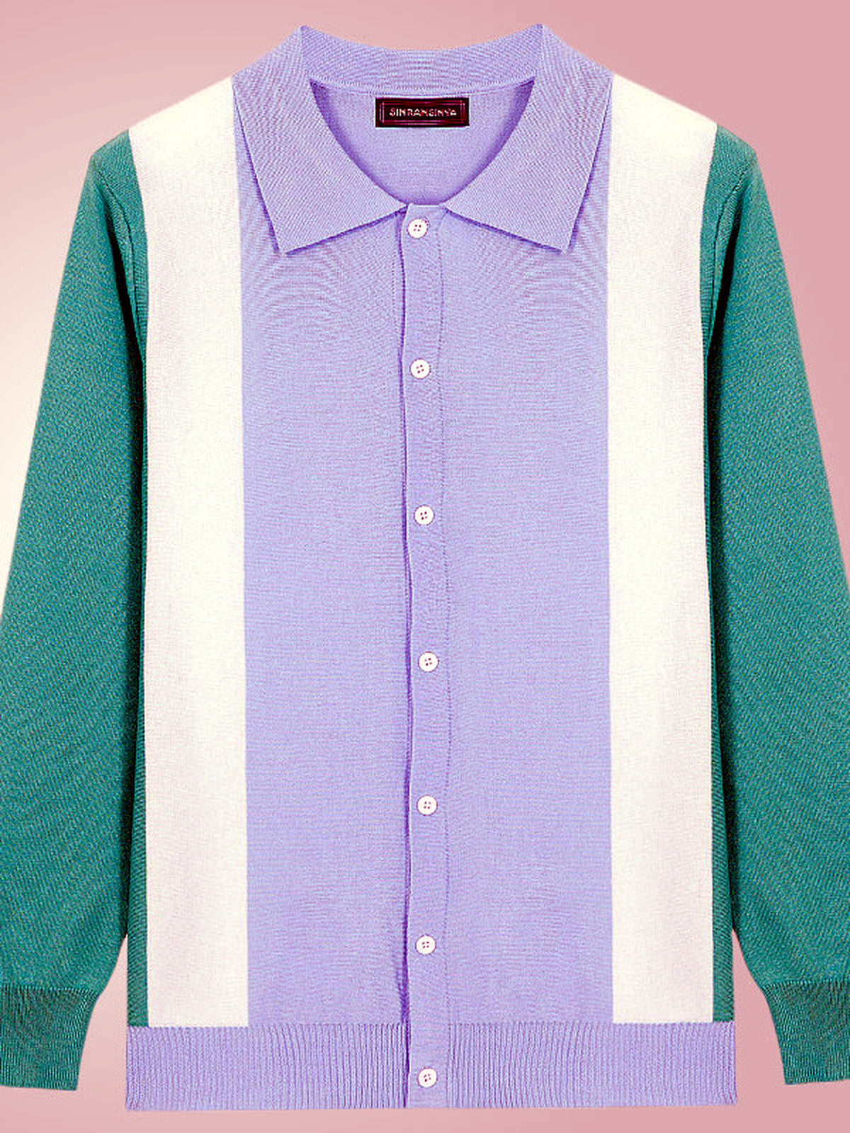 Men's Striped Jacquard Knit Short Sleeve Polo Shirt Business Casual Summer Top in Blue - product view