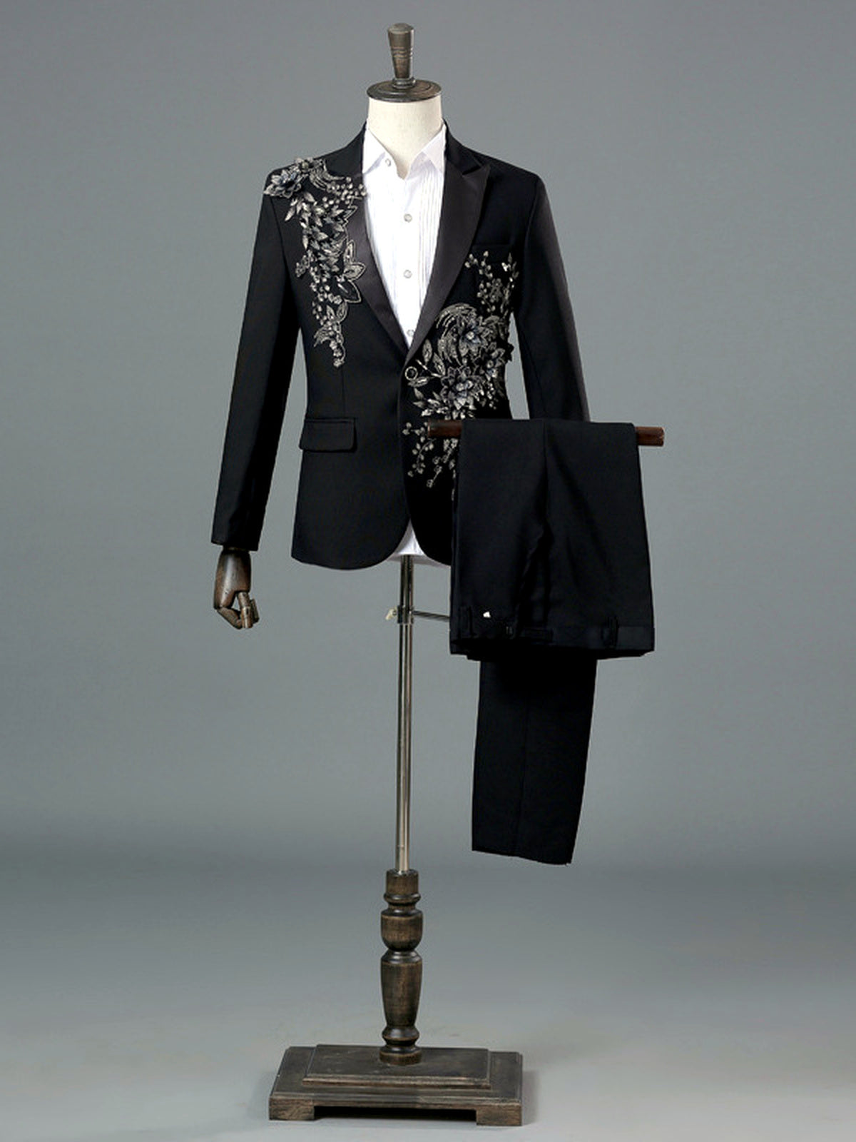 Men's Lightweight Business Blazer and Pants Set Casual Suit Outfit in Black - product view