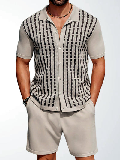 Men's Lyocell Cotton Casual Bermuda Shorts Elastic Waist Summer Shorts in Apricot - product view