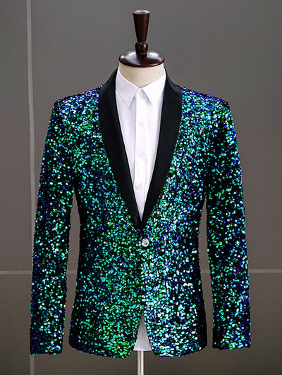 Men's Slim Fit Blazer for Everyday Smart-Casual Wear in Green - product view