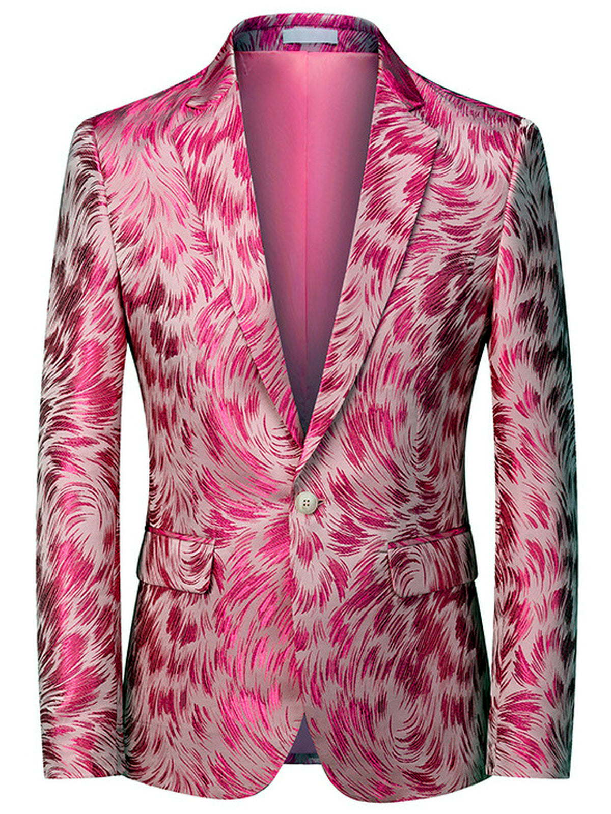 Men's Jacquard Blazer Suit Jacket One Button Party Banquet Formal Outfit in Red - product view