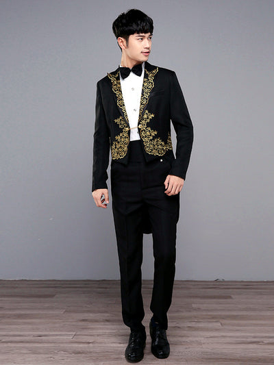 Men's Lightweight Business Blazer and Pants Set Casual Suit Outfit in Black+++ - product view