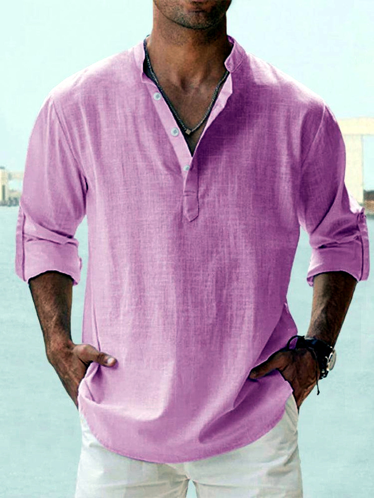 Men's Quick-Dry Henley Short Sleeve T-Shirt in Black - product view