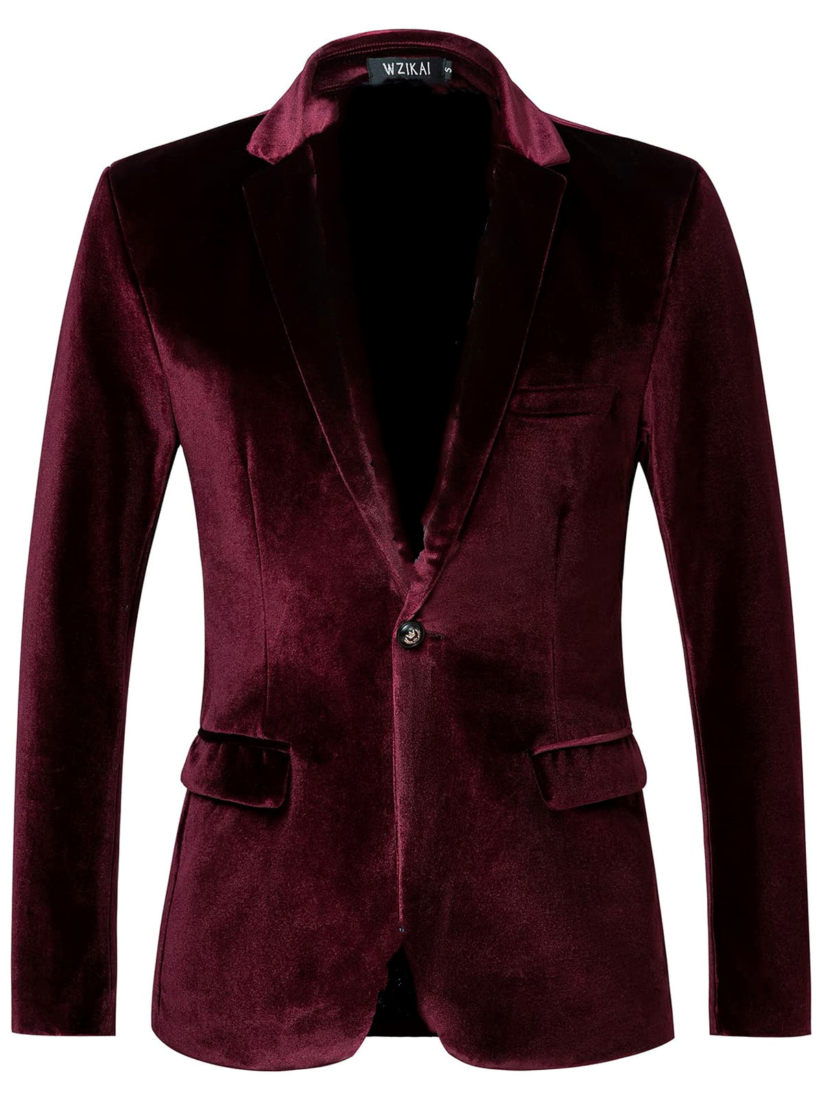 Men's Slim Fit Lightweight Long Sleeve Blazer for Everyday Smart-Casual Wear in Burgundy - product view