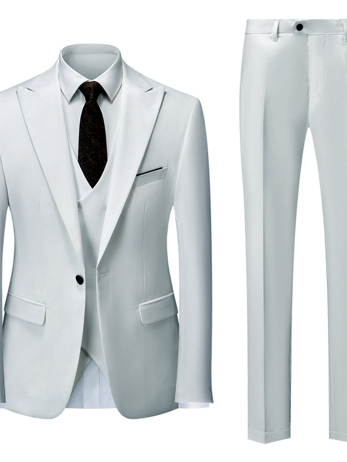 Men's Lightweight Business Blazer and Pants Set Casual Suit Outfit in White - product view