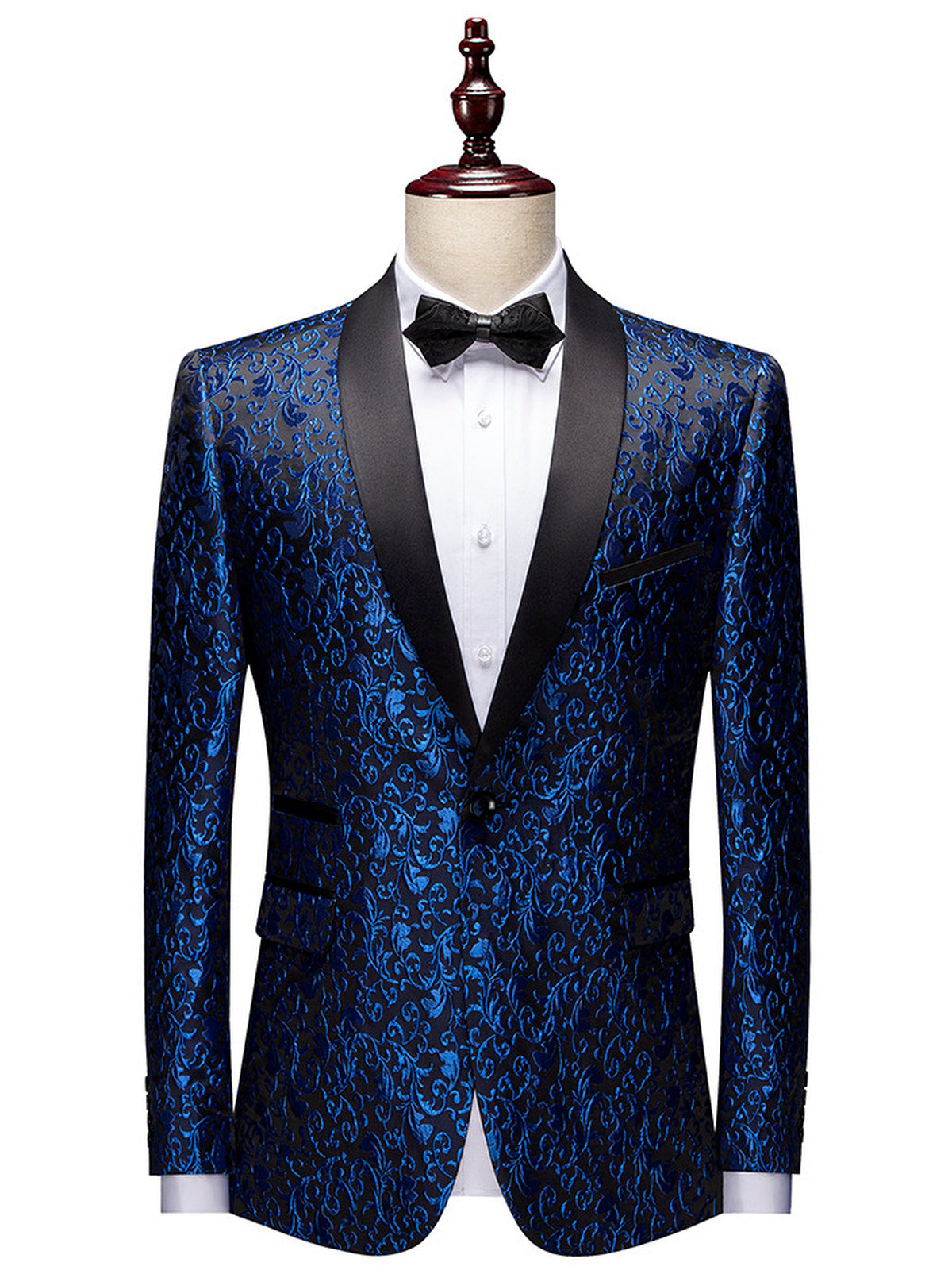 Men's Jacquard Blazer Suit Jacket One Button Party Banquet Formal Outfit in Blue(+) - product view