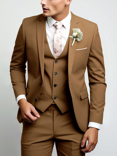 Men's Lightweight Business Blazer and Pants Set Casual Suit Outfit in Khaki - product view