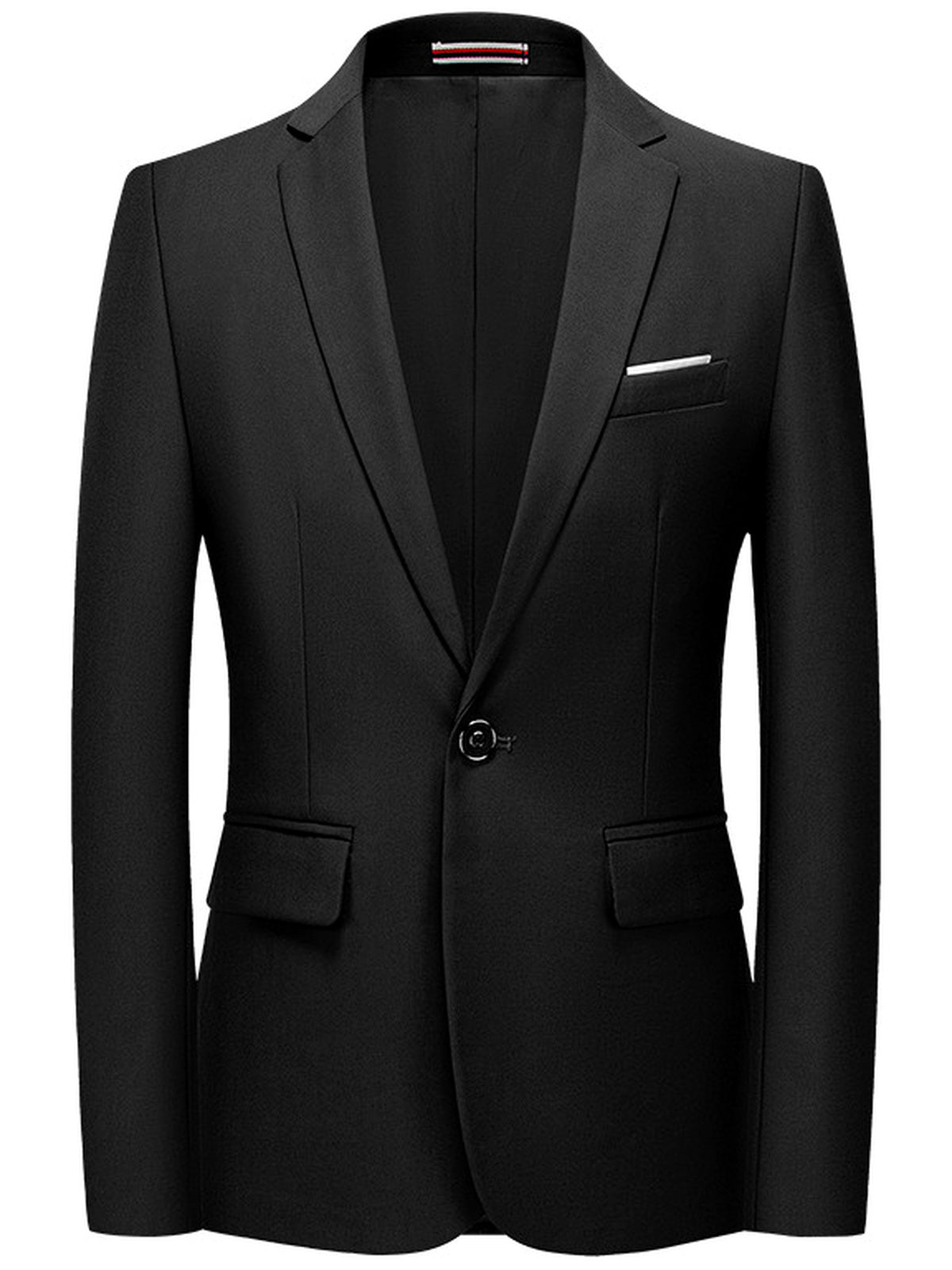 Men's Solid Color Slim Fit Long Sleeve Blazer for Everyday Smart-Casual Wear in Black - product view
