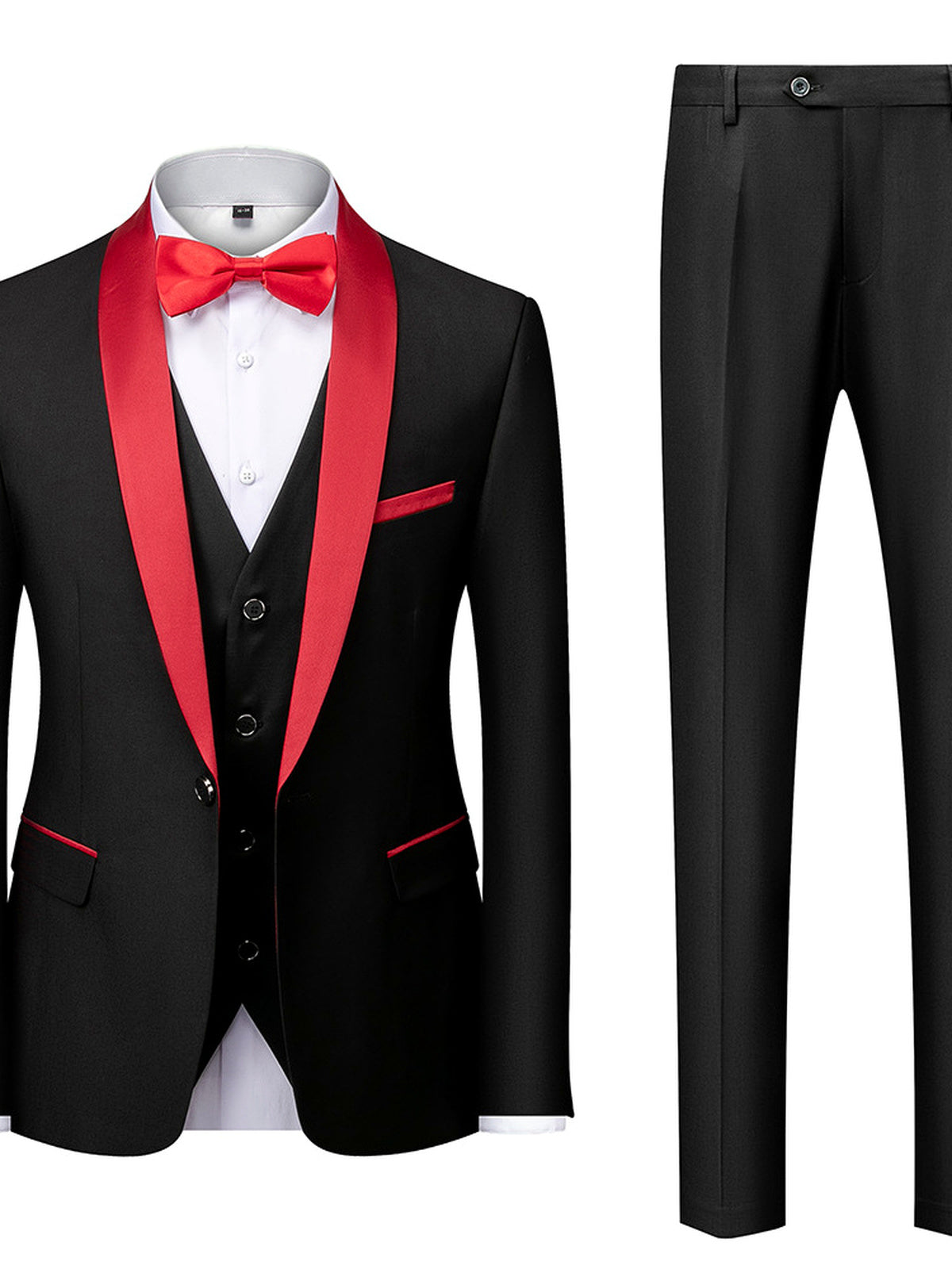 Men's Lightweight Business Blazer and Pants Set Casual Suit Outfit in Black - product view