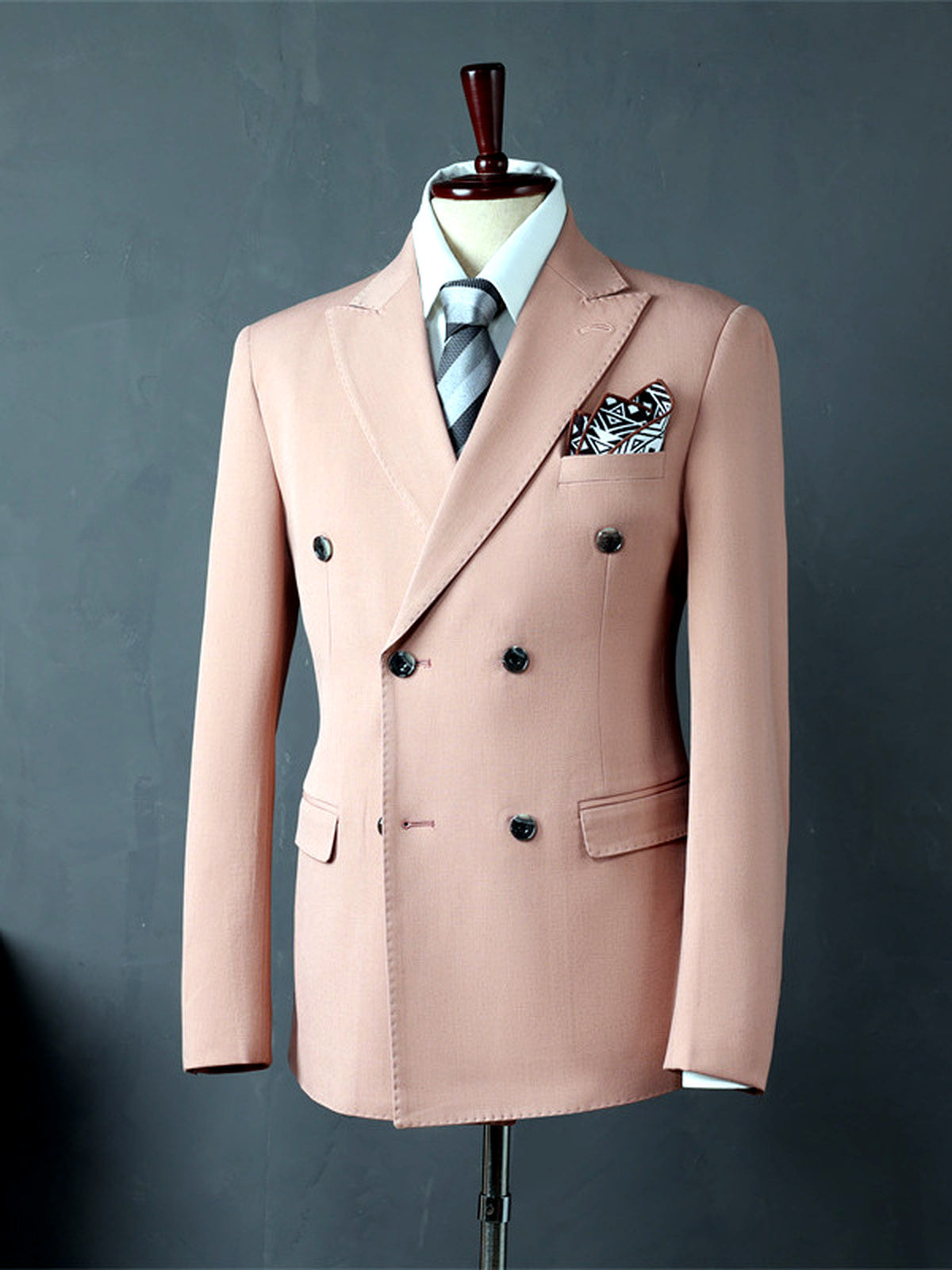 Men's Lightweight Business Blazer and Pants Set Casual Suit Outfit in Pink（） - product view