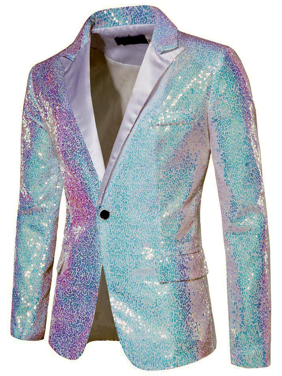 Men's Slim Fit Long Sleeve Blazer for Everyday Smart-Casual Wear in White - product view
