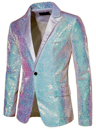 Men's Slim Fit Long Sleeve Blazer for Everyday Smart-Casual Wear in White - product view