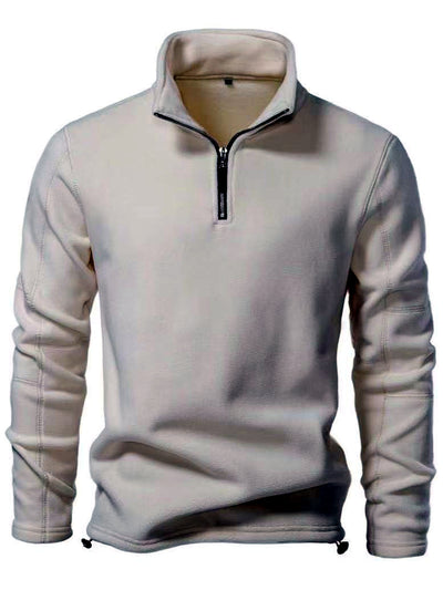 Men's Stand Collar Long Sleeve Sweatshirt Casual in White - product view