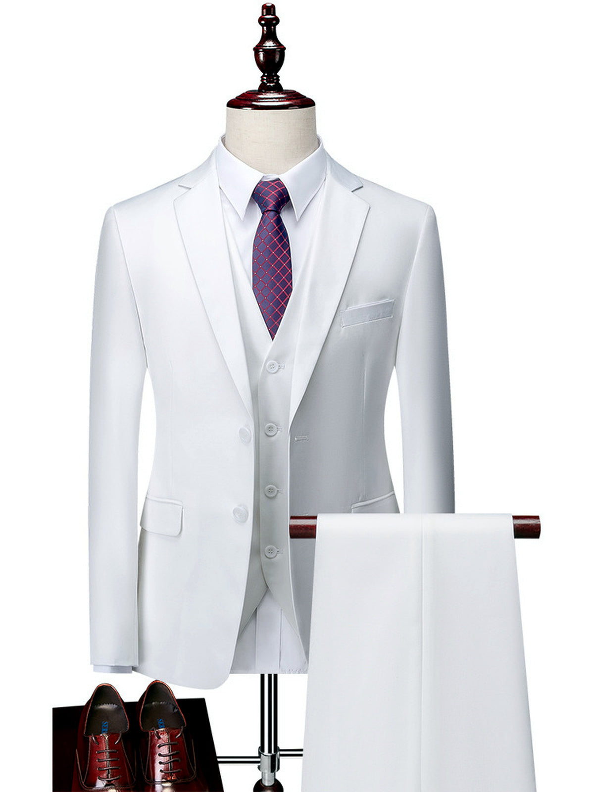 Men's Lightweight Business Blazer and Pants Set Casual Suit Outfit in White - product view