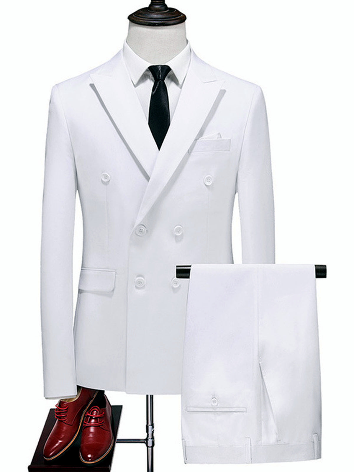 Men's Lightweight Business Blazer and Pants Set Casual Suit Outfit in White - product view