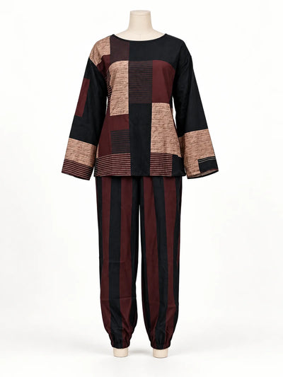 Women's Cotton Linen Two Piece Set with Top and Pants - product view 2