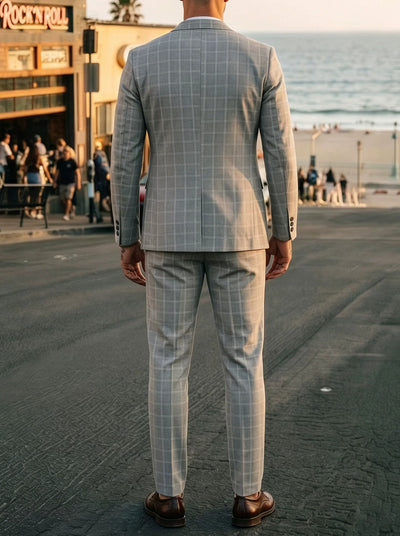 Men's Lightweight Business Blazer and Pants Set Casual Summer Suit Outfit product image