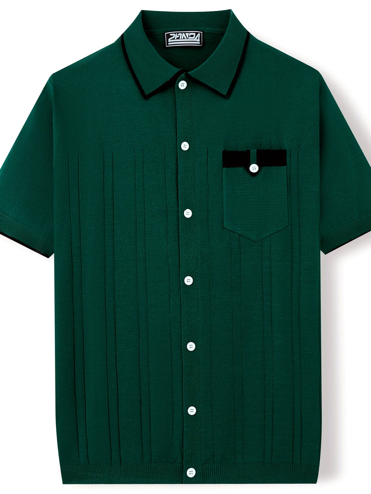 Men's Jacquard Knit Short Sleeve Polo Shirt Business Casual Summer Top - product detail view 1