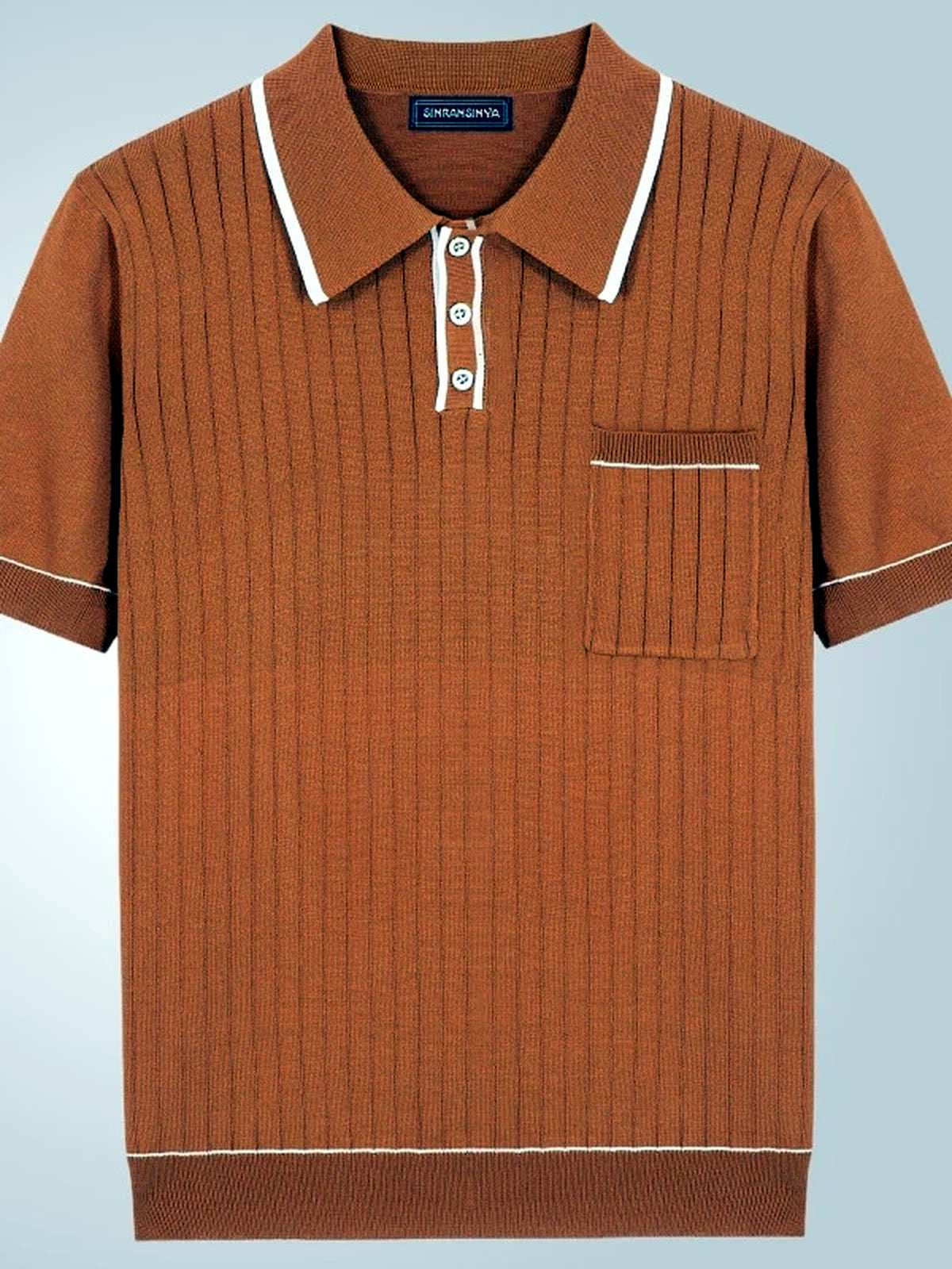 Men's Jacquard Knit Short Sleeve Polo Shirt Business Casual Summer Top - product detail view 1