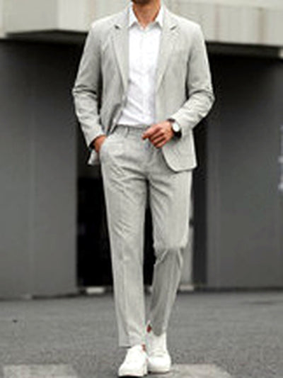 Men's Lightweight Business Blazer and Pants Set Casual Suit Outfit - product detail view 2