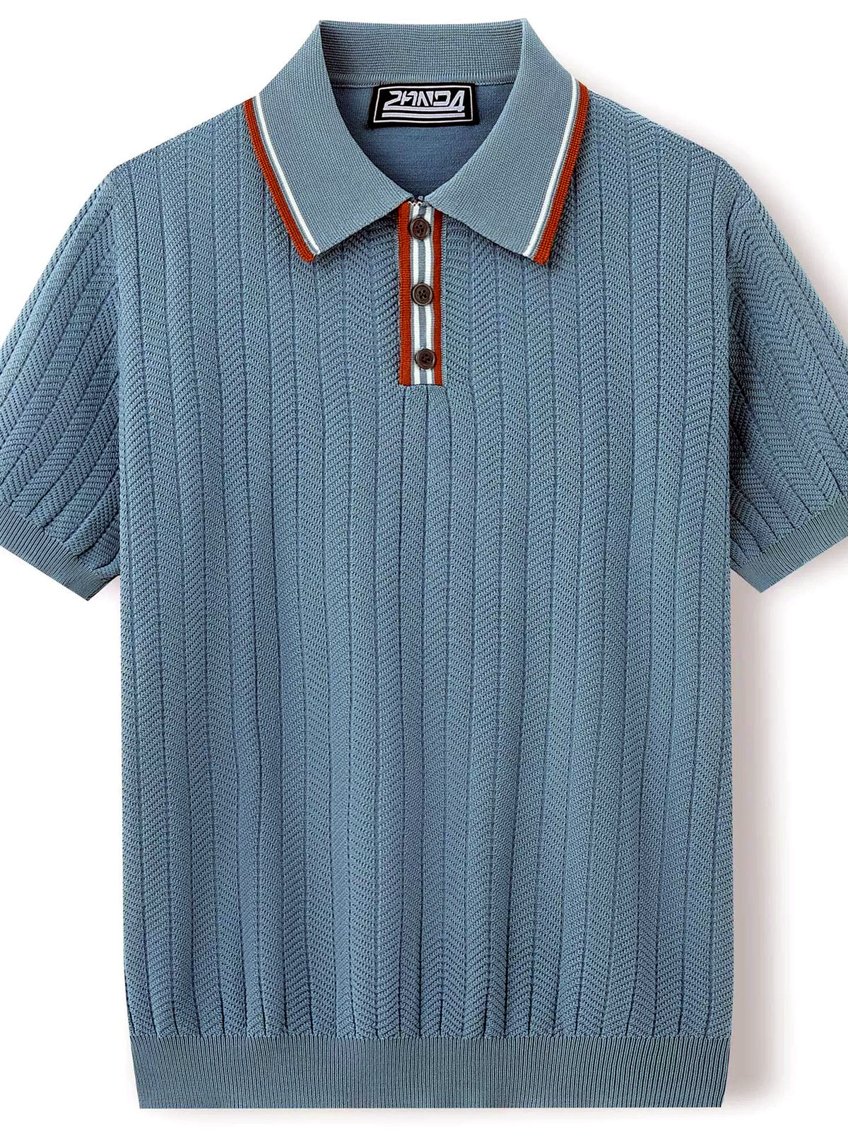 Men's Striped Jacquard Knit Short Sleeve Polo Shirt Business Casual Summer Top - product detail view 2