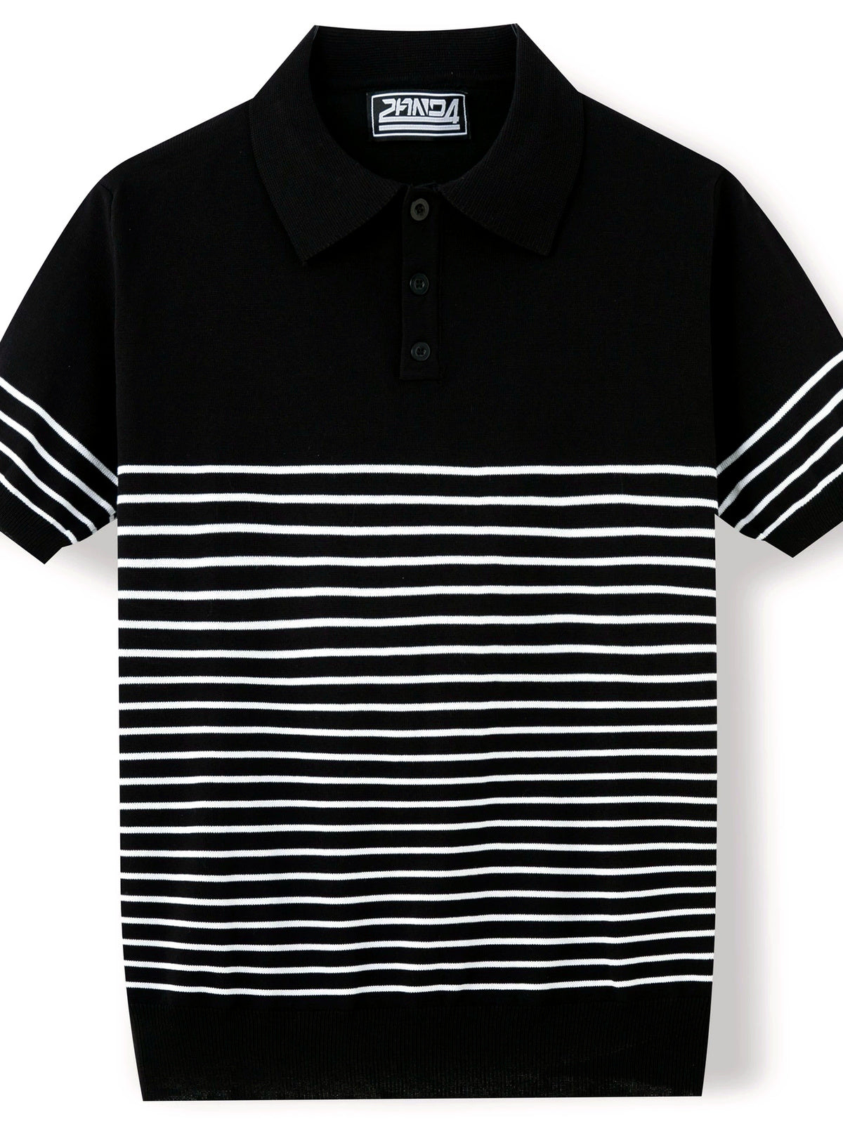 Men's Striped Jacquard Knit Short Sleeve Polo Shirt Business Casual Summer Top - product detail view 1
