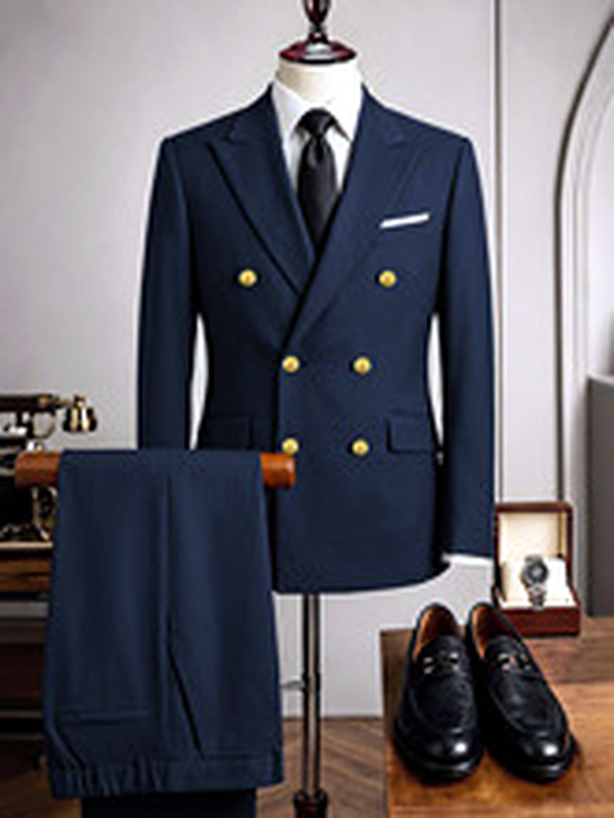 Men's Jacquard Blazer Suit Jacket One Button Party Banquet Formal Outfit - product detail view 2
