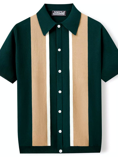 Men's Jacquard Knit Short Sleeve Polo Shirt Business Casual Summer Top - product detail view 1