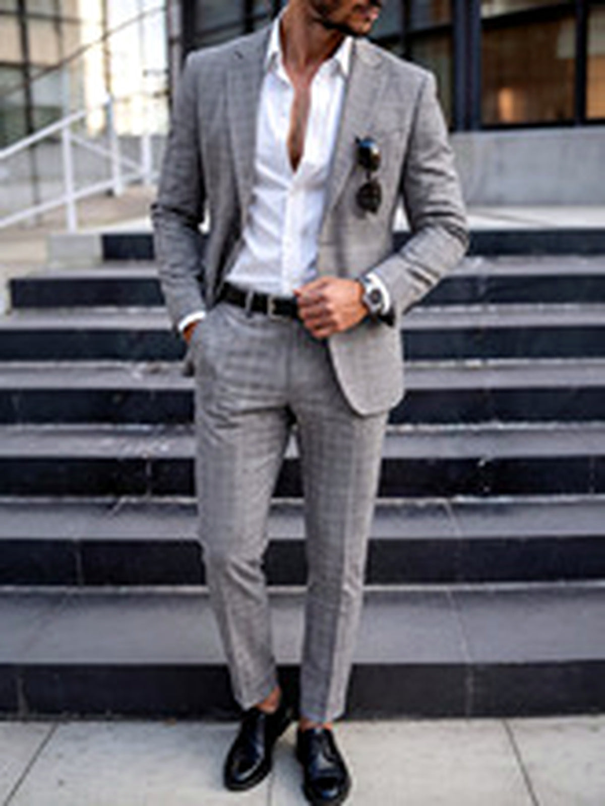 Men's Jacquard Blazer Suit Jacket One Button Party Banquet Formal Outfit - product detail view 2