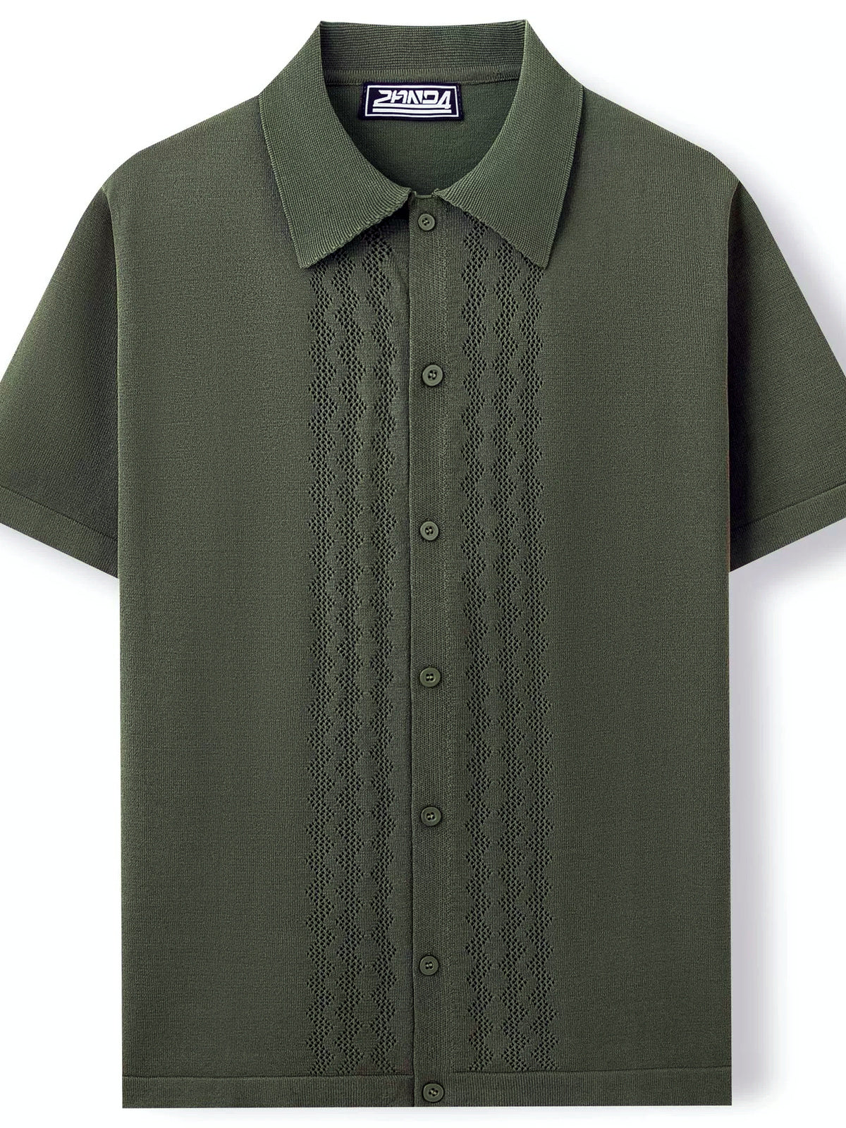 Men's Jacquard Knit Short Sleeve Polo Shirt Business Casual Summer Top - product detail view 1