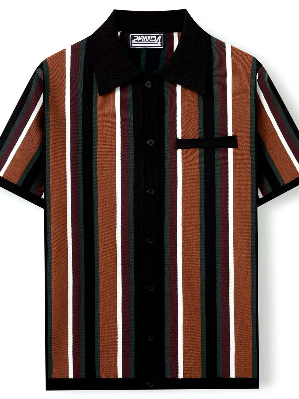 Men's Striped Jacquard Knit Short Sleeve Polo Shirt Business Casual Summer Top - product detail view 2