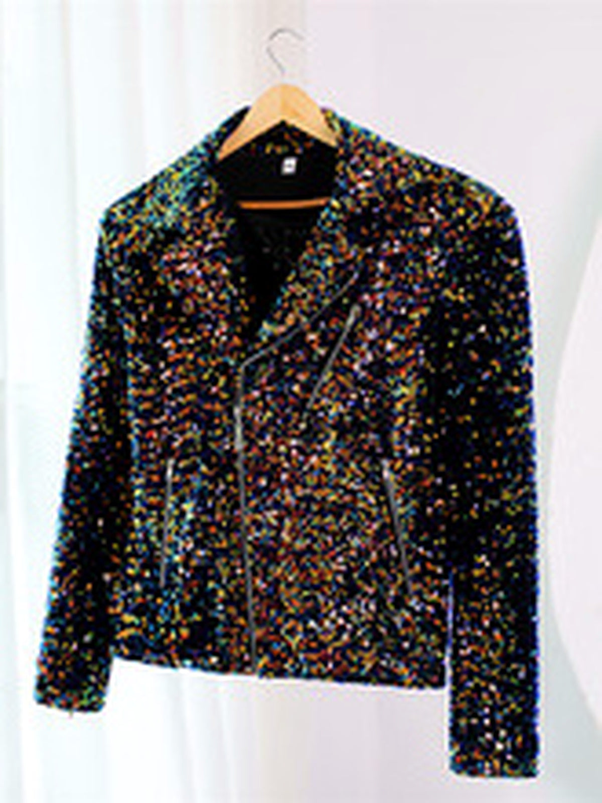 Men's Lapel Collar Sequin Slim Fit Jacket for Everyday Smart-Casual Wear - product detail view 1