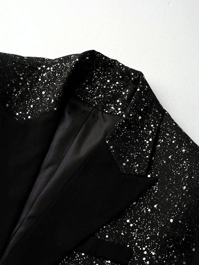 Men's Jacquard Blazer Suit Jacket One Button Party Banquet Formal Outfit