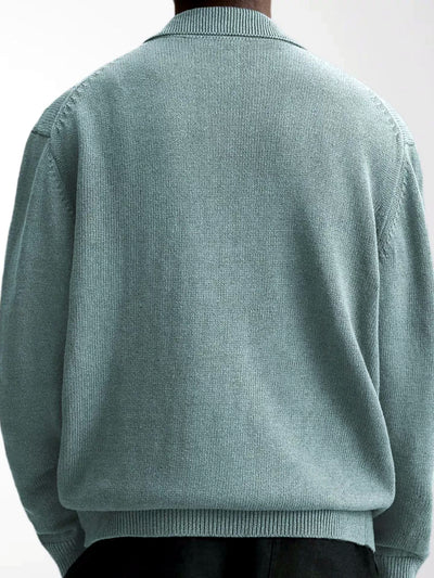 Men's Lapel Collar Open-Knit Lightweight Long Sleeve Knit Cardigan Casual Autumn - product detail view 2