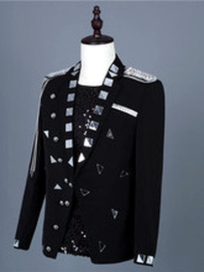 Men's Jacquard Blazer Suit Jacket One Button Party Banquet Formal Outfit - product detail view 2