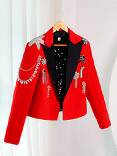 Lapel Collar Straight Fit Long Sleeve Blazer for Everyday Smart-Casual Wear - product detail view 2