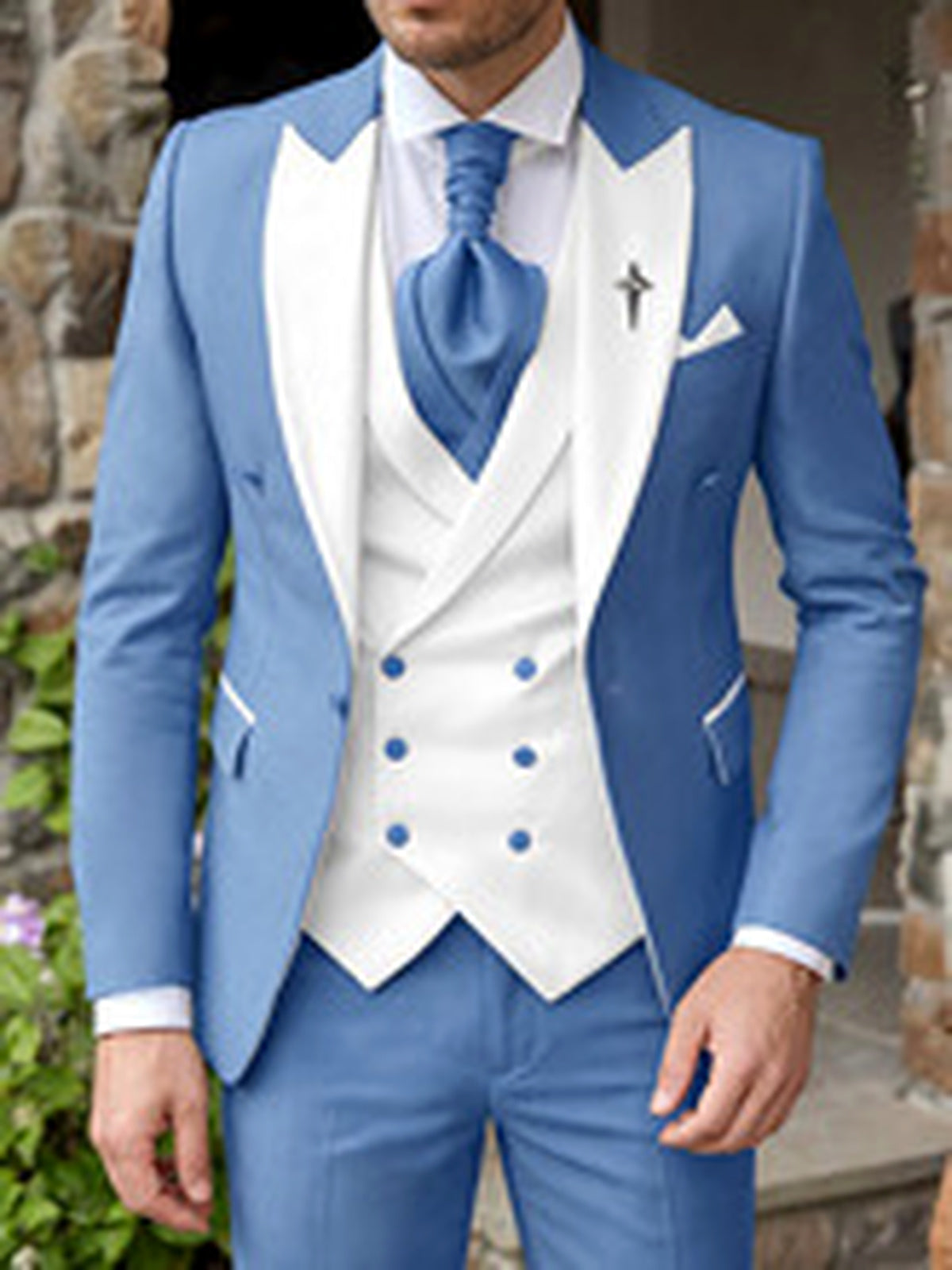 Men's Jacquard Blazer Suit Jacket One Button Party Banquet Formal Outfit - product detail view 2
