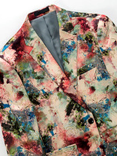 Men's Jacquard Blazer Suit Jacket One Button Party Banquet Formal Outfit - product detail view 2