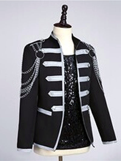 Men's Stand Collar Slim Fit Long Sleeve Blazer for Everyday Smart-Casual Wear - product detail view 2