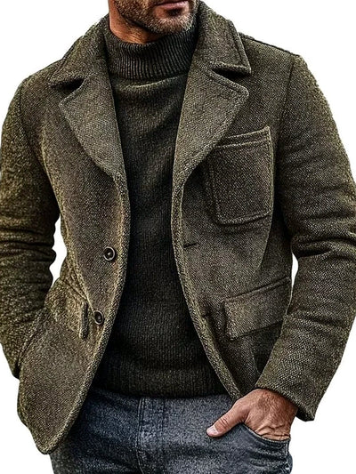 Men's Lapel Collar Solid Color Long Sleeve Blazer Casual Winter - product detail view 2