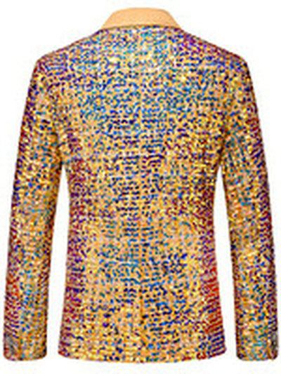 Men's Jacquard Blazer Suit Jacket One Button Party Banquet Formal Outfit - product detail view 2