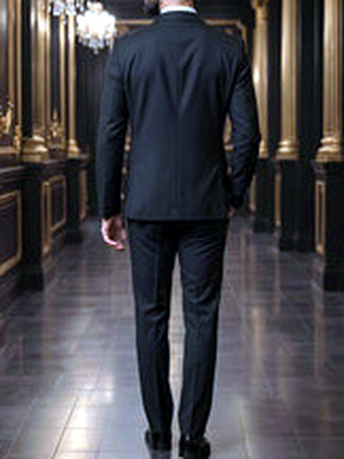Men's Jacquard Blazer Suit Jacket One Button Party Banquet Formal Outfit - product detail view 2