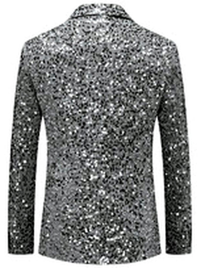 Men's Sequin Solid Color Slim Fit Long Sleeve Blazer for Everyday Smart-Casual Wear - product detail view 1