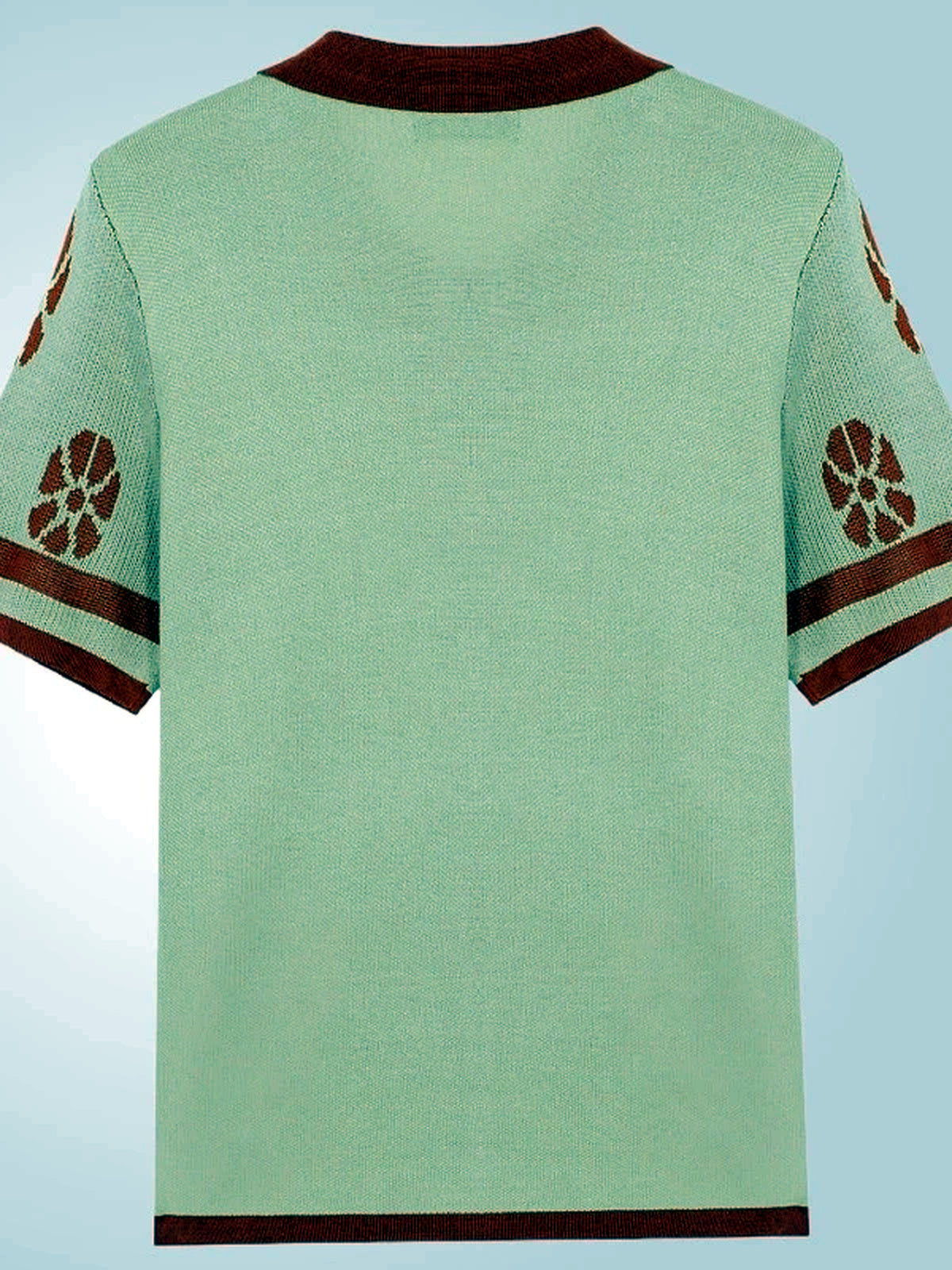 Men's Jacquard Knit Short Sleeve Polo Shirt Business Casual Summer Top - product detail view 2