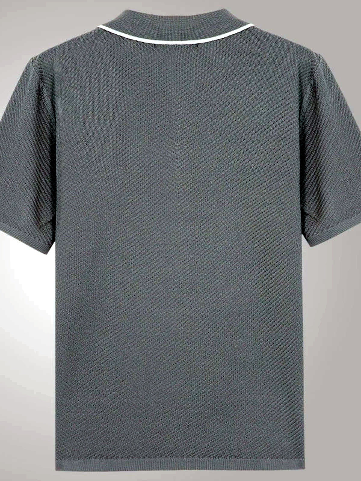 Men's Jacquard Knit Short Sleeve Polo Shirt Business Casual Summer Top - product detail view 2