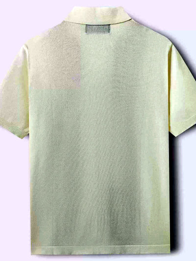 Men's Jacquard Knit Short Sleeve Polo Shirt Business Casual Summer Top - product detail view 2
