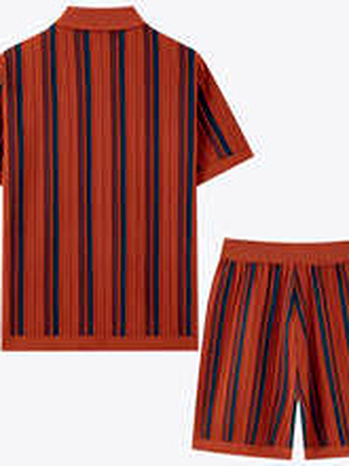 Men's Zip Collar Polo Shirt and Shorts Summer Two-Piece Set - product detail view 2