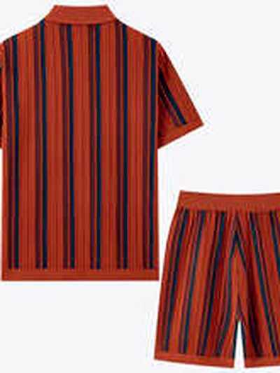 Men's Zip Collar Polo Shirt and Shorts Summer Two-Piece Set - product detail view 2