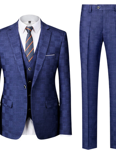 Men's Lightweight Business Blazer and Pants Set Casual Suit Outfit in Blue - product view
