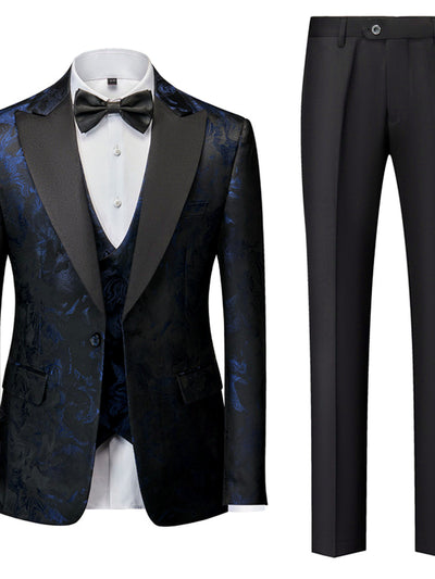 Men's Lightweight Business Blazer and Pants Set Casual Suit Outfit in Blue - product view